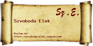 Szvoboda Elek névjegykártya